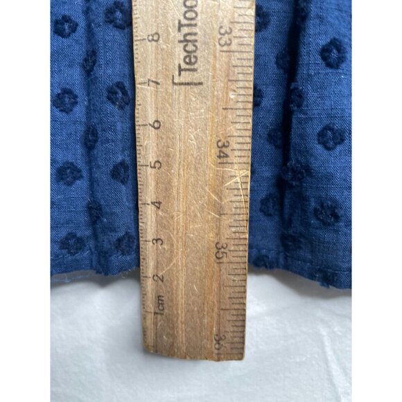 LOFT Blue 3/4 Sleeve Swiss Dot Flowy Short Dress Relaxed Fit Size Medium - Picture 6 of 6